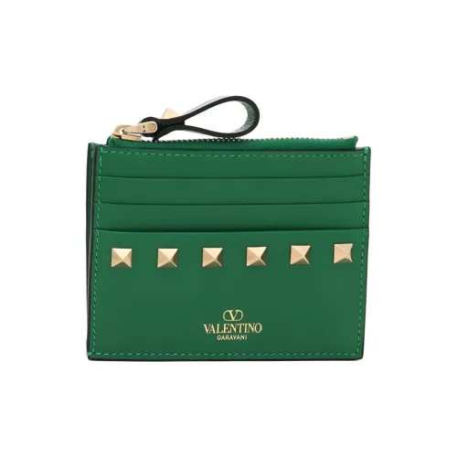 Valentino Rockstud Телячья кожа Держатель для карт Женские Зеленый