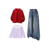 Однотонный Красный + Однотонный Джинсовый Синий + Однотонный Таро Фиолетовый