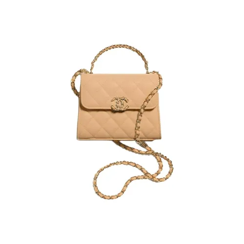 CHANEL 23P SS Коровья кожа Сумка с клапаном Сумка через плечо Сумка Женская Бежевая