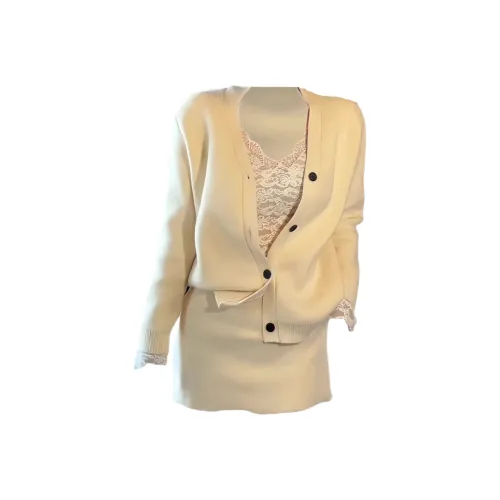 GORGEOUSIDEA Абрикос Кардиган + Короткая Юбка Женские Комплекты с Юбкой