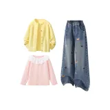 Однотонный Теплый Желтый + Однотонный Джинсовый Синий + Однотонный Малыш Розовый