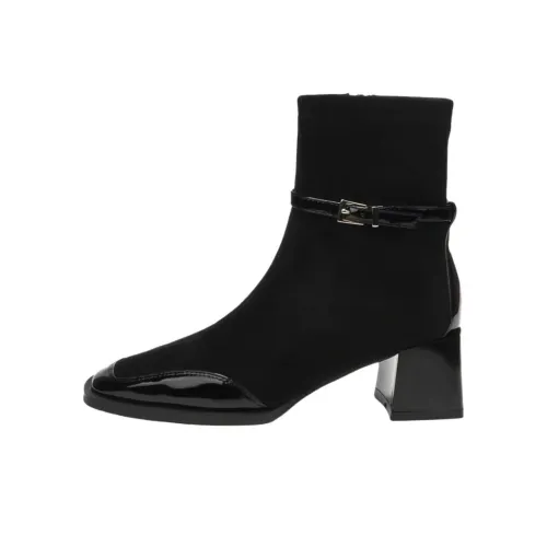 Wuji Замша Пэчворк Ботильоны с квадратным носом Женские