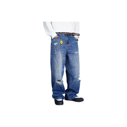 ZHANDASHUAI Blue Unisex Jeans ZHANDASHUAI Синий Унисекс Джинсы