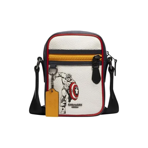 COACH MARVEL Коллаборация Terrain Кожаная Сумка через плечо Сумка на плечо Мужская Бронза и Мел Белый