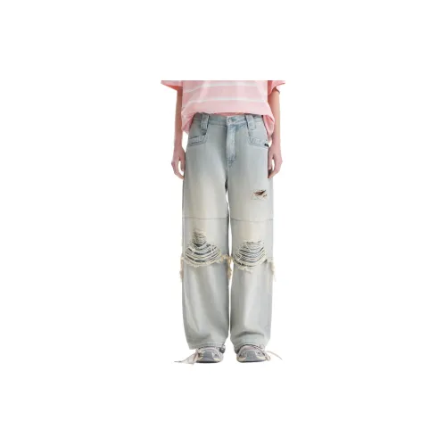 QUARTER IN NIGHT Светло-синие Унисекс Джинсы