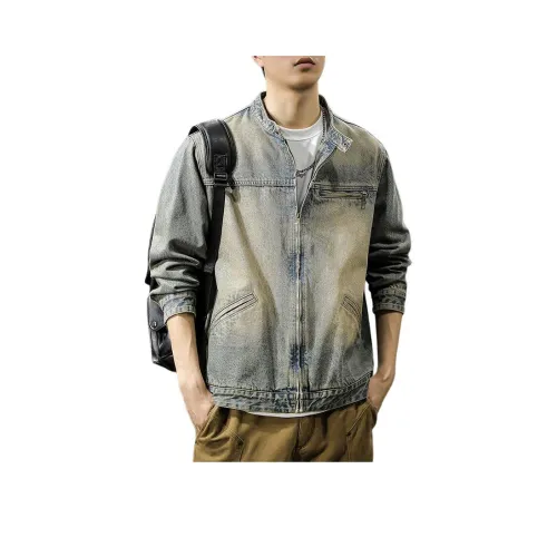 QIANJINNIU Синий Мужской Джинсовые куртки