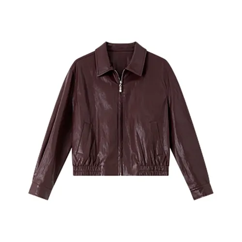 LUYOUYE Женские кожаные куртки бордового цвета