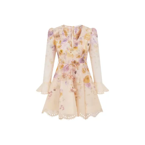 Zimmermann FW25 Длинное платье с длинными рукавами женское