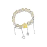Светло-желтый браслет с бусинами в виде звезды и луны с кисточкой