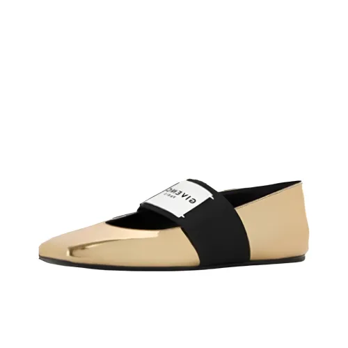 Givenchy Срезанный Квадрат Плоская Подошва Туфли Мэри Джейн Женские Золотые