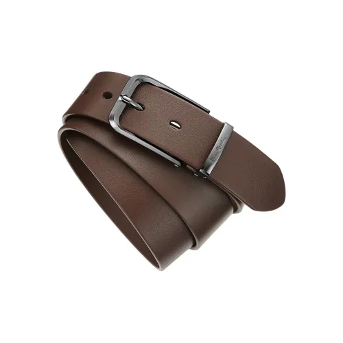 PIERRE CARDIN Ремень из крупнозернистой текстуры коровьей кожи мужской кофейный 3,5 см