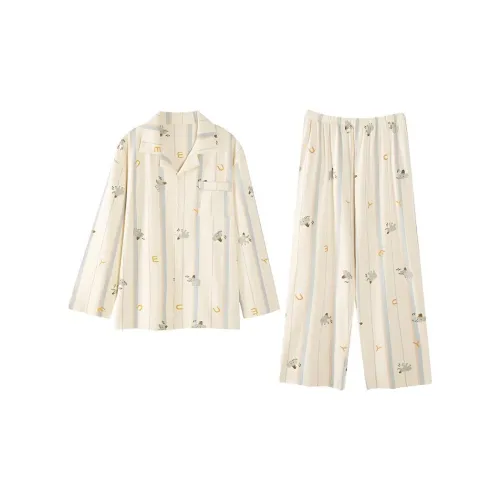 Kerener Пижамный комплект Осенний и Зимний Мужской Абрикос