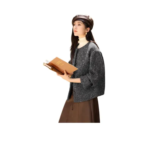 XWI Черный Белый Елочка Узор Женский Куртка