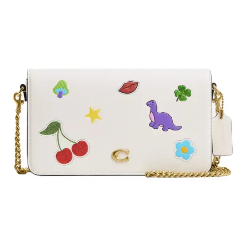 COACH Телячья кожа с фирменным покрытием холст сумка через плечо маленькая сумка женская белая