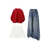 Solid Color Red + Solid Color Denim Blue + Solid Color Gardenia White  
Однотонный Красный + Однотонный Джинсовый Синий + Однотонный Гардения Белый