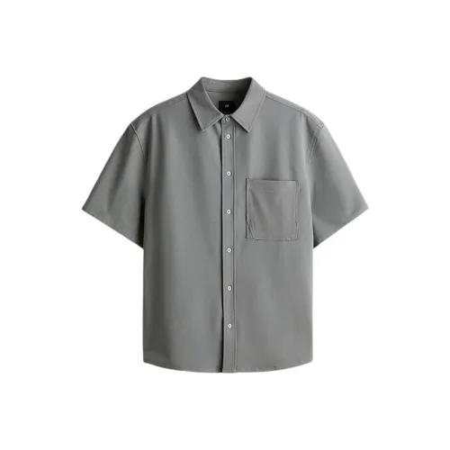 H M Серый Зеленый Мужские Рубашки