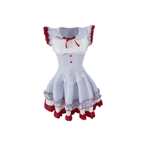 KAZAN Синие Клетчатые Платья Женские Униформы