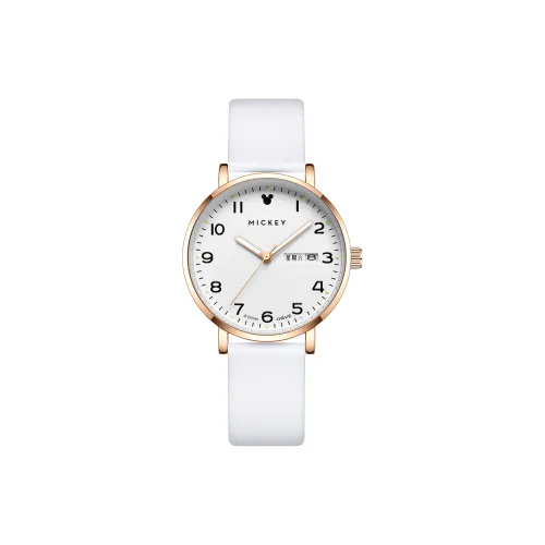 Disney Mickey Кварцевый механизм Резиновый ремешок Часы Унисекс Белый циферблат