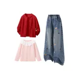 Однотонный Красный + Однотонный Джинсовый Синий + Однотонный Малыш Розовый