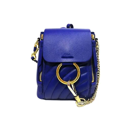 Chloe FayeChloé Handbag Лоскутное шитье Телячья кожа Carry Рюкзак Мини Женские Синий