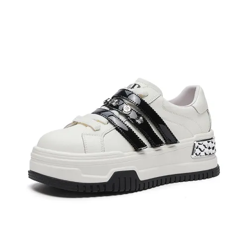 HR Скейтборд Кроссовки Низкие Бежево-Черные Женские