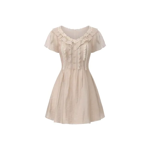 CHIWAWAMEME Короткий рукав Платье Женское