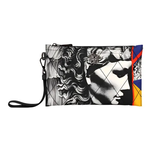 VERSACE Ткань Клатч Мужской Черный Серый