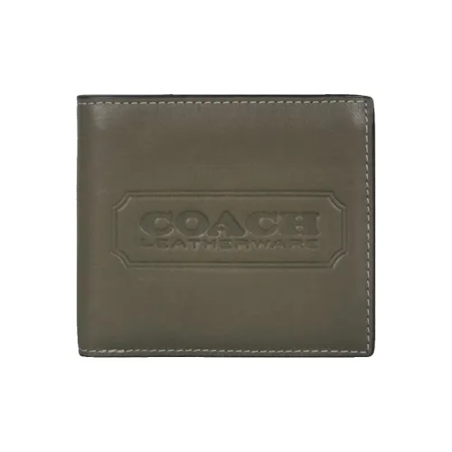 COACH Коровья кожа Двойной складной кошелек Мужской Армейский зеленый