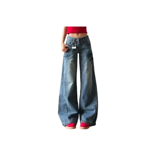 ACHIEVE ACHV Винтажные синие унисекс джинсы