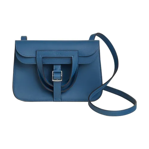 HERMES Halzan Swift Телячья кожа Сумка на одно плечо Мини Женская Tie Dye Синий