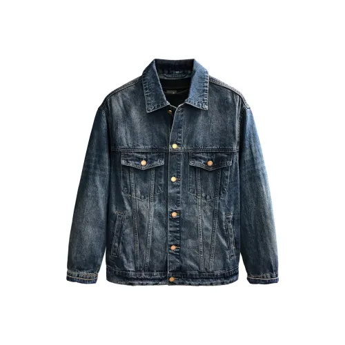 YGQPZHZ Грязно-синий Мужской Джинсовые куртки