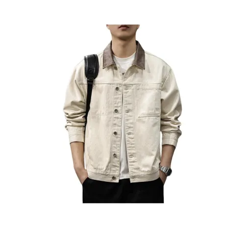 QIANJINNIU Экрю Мужская Джинсовая Куртка