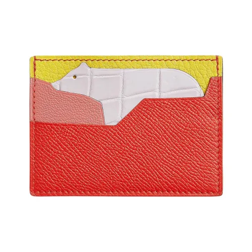HERMES HISTOIRE NATURELLE Крокодил Кожа с Mysore Шевро Картхолдер Женские Красный
