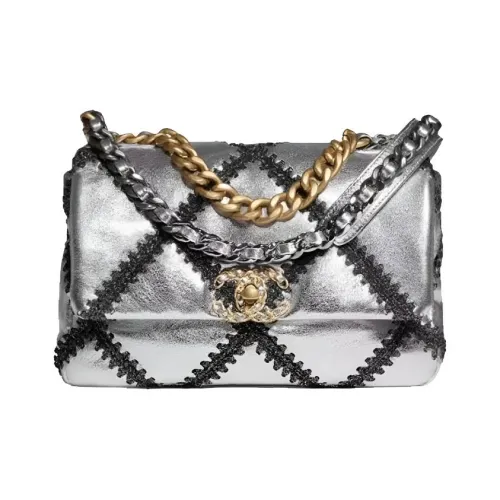 CHANEL 19Bag Овечья кожа Сумка через плечо Женская серебряная