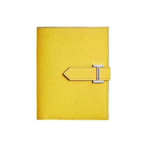 HERMES Calvi Evercolor Телячья кожа Держатель для карт кошелек Женские Неаполитанский желтый