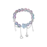 Фиолетовый браслет с бусинами "Звезда и Луна" с кисточкой