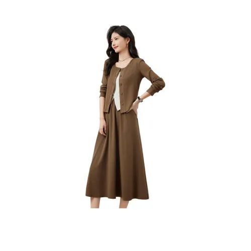 XINFEIYU Кофейный женский комплект с юбкой