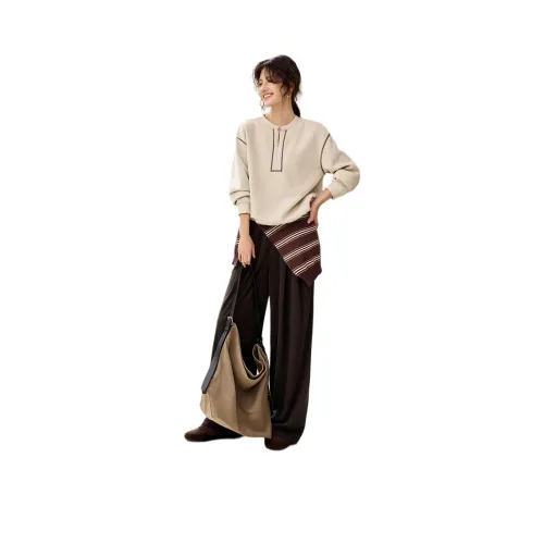 XWI Бежевый Абрикос + Темный Кофейный Женские Повседневные Костюмы