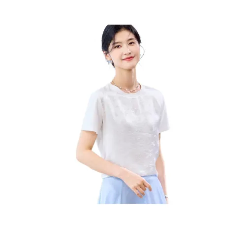 JINJU Белый Цветочный Женские T-рубашки