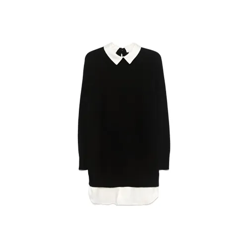 Semicouture FW24 Длинное платье с длинным рукавом женское черное
