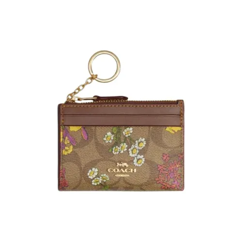 COACH Mini Id Skinny Холст с кожей Картхолдер Мини Женские Хаки