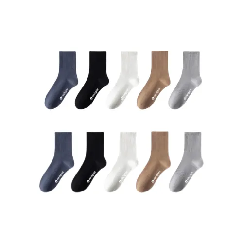 NAVIGARE [10 пар] 2 Лазурный + 2 Черный + 2 Белый + 2 Молочно-чайный + 2 Светло-серый Мужской MID Носки до икры