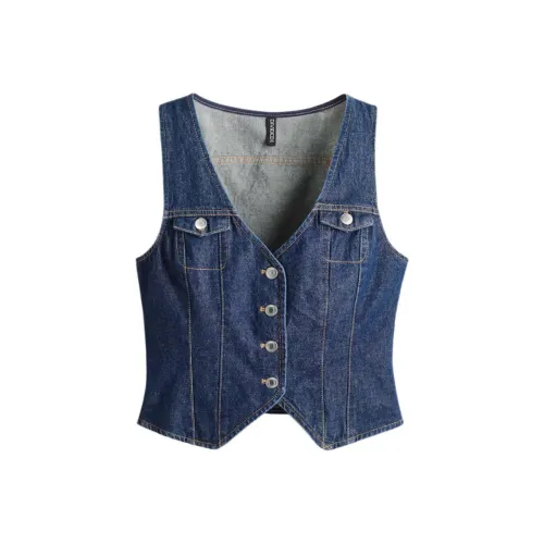 H M Темно-синие джинсовые женские майки