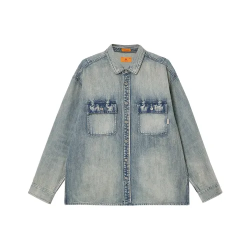 JACK JONES E42 Джинсовая рубашка среднего веса синий мужская