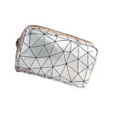 Ромб Узор ПУ (Полиуретан) Прямоугольная Косметичка Серебряная 1 Размер