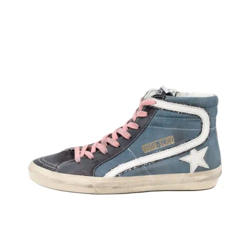 Golden Goose Slide High Топ Скейтборд Кроссовки Женские Синие