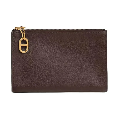 HERMES Zipengo Evergrain Телячья кожа Косметичка Женская Мокко