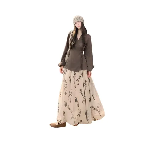 REMOULD Кофейный Комплект Рубашка + Юбка Женские