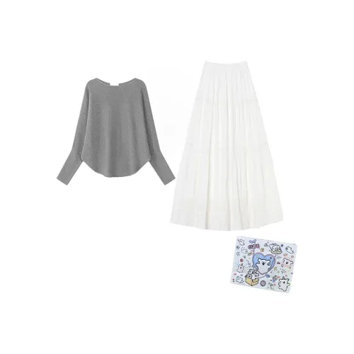 MARIE·COCO Серый топ + юбка Женские комплекты с юбкой