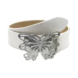 [Белый] Металл Вырез Застежка-бабочка Ремень